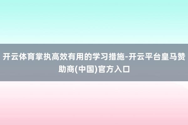 开云体育掌执高效有用的学习措施-开云平台皇马赞助商(中国)官方入口