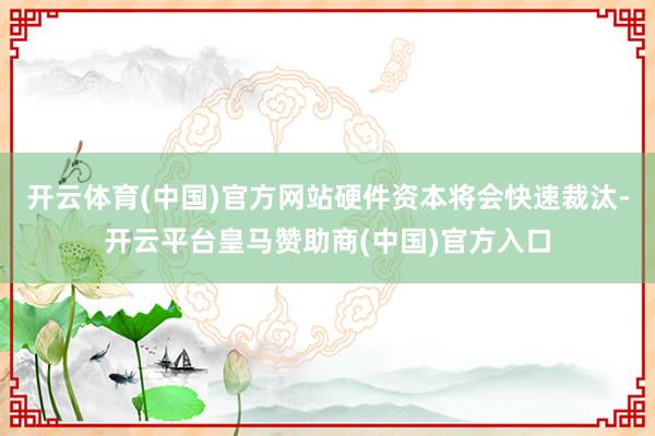 开云体育(中国)官方网站硬件资本将会快速裁汰-开云平台皇马赞助商(中国)官方入口