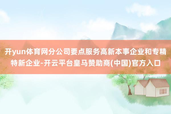 开yun体育网分公司要点服务高新本事企业和专精特新企业-开云平台皇马赞助商(中国)官方入口