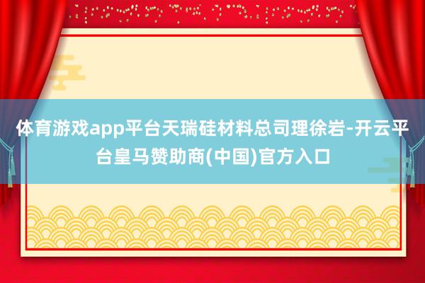 体育游戏app平台天瑞硅材料总司理徐岩-开云平台皇马赞助商(中国)官方入口